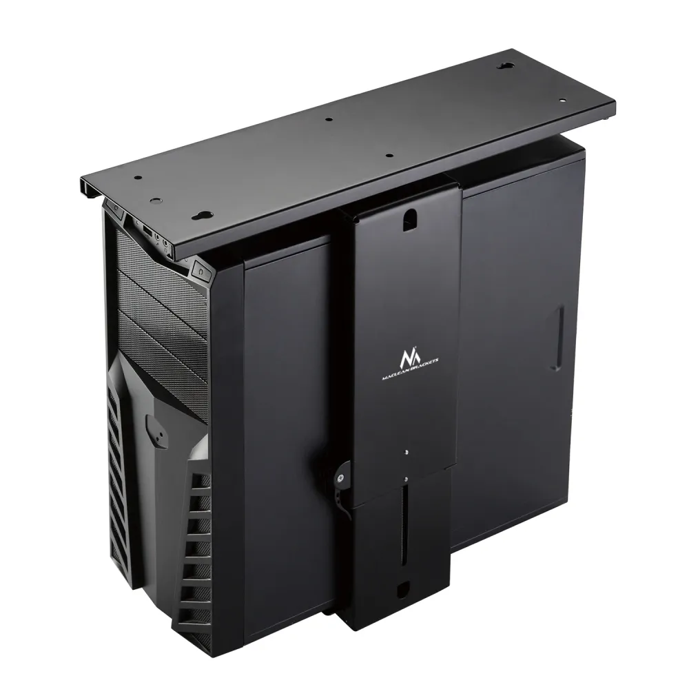 Support de boîtier d'ordinate montage vertical sous bureau max. 10kg Maclean MC-885 B avec Roulettes Bloquantes