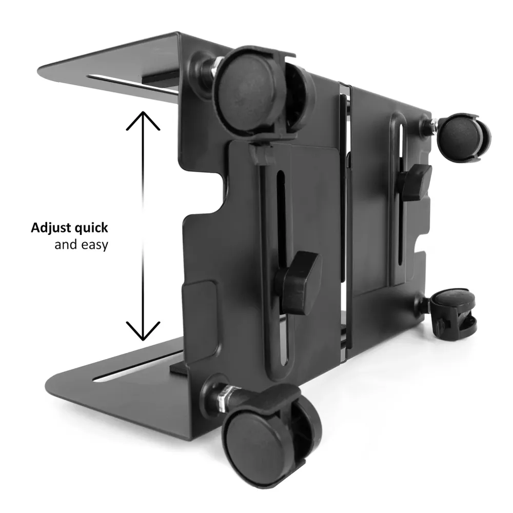 Universal Computer Stand Cart avec roues Mobile CPU jusqu'à 10kg Cart PC Fixe au bureau avec roulettes pivotantes