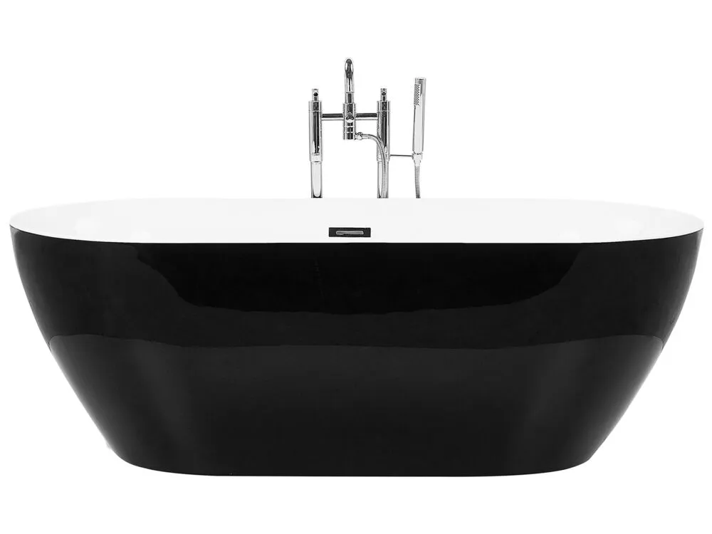 Baignoire îlot noire 160 x 75 cm CARRERA pour équipement audiovisuel