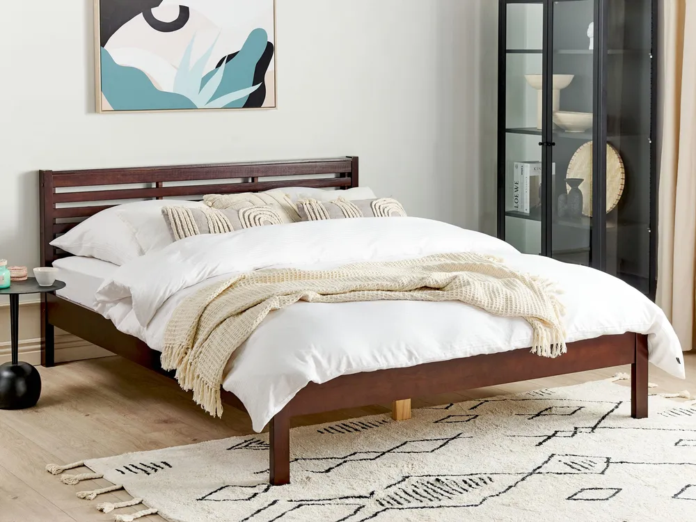 Bois brut EU King Size Bed Dark CARNAC avec tablette inclinable