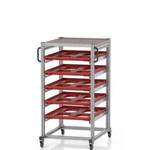 Chariot réseau Auer pour conteneurs Euro 80 x 60 hauteur 134 cm 5 x extension totale SE 134 86 U obtenir à bas prix
