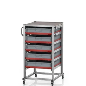 Chariot réseau Auer pour conteneurs Euro 80 x 60 hauteur 134 cm 5 x extension complète 5 x EG 86/12 HG SE 134 8612 magasin...