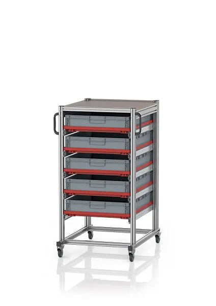 Chariot réseau Auer pour conteneurs Euro 80 x 60 hauteur 134 cm 5 x extension complète 5 x EG 86/12 HG SE 134 8612 magasin...