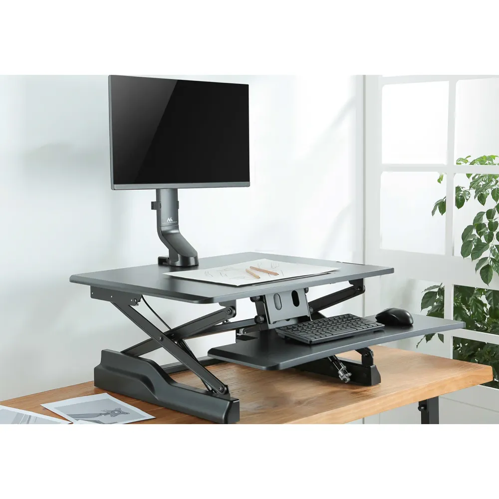 Maclean MC-853 support de moniteur support de bureau support universel 17 "- 32" 8 kg LCD LED réglable avec tablette incli...