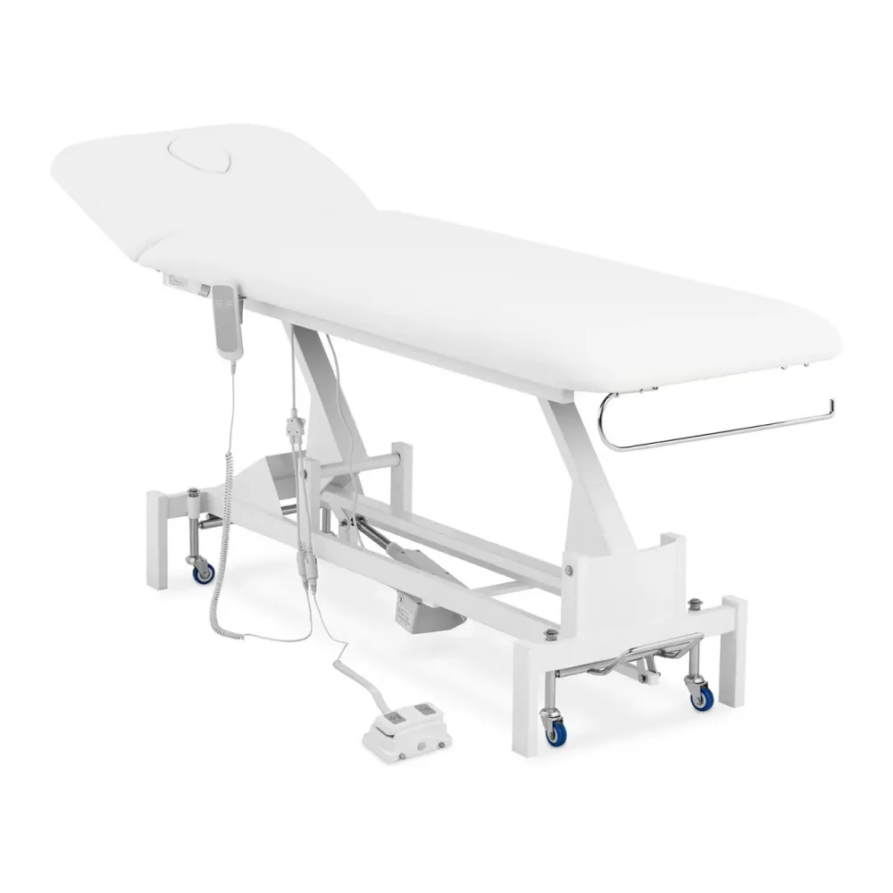 Table de massage professionnel cadre métal revêtement PU blanc 14_0003631 avec Roulettes Bloquantes