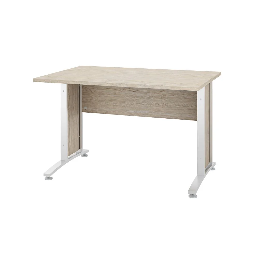 Bureau modèle Prima en aggloméré revêtu de mélaminé L. 120 - Blanc/Chêne