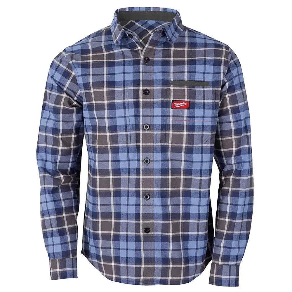 Chemise de travail en flanelle à carreaux Gridiron pour homme, bleu (T-grand)