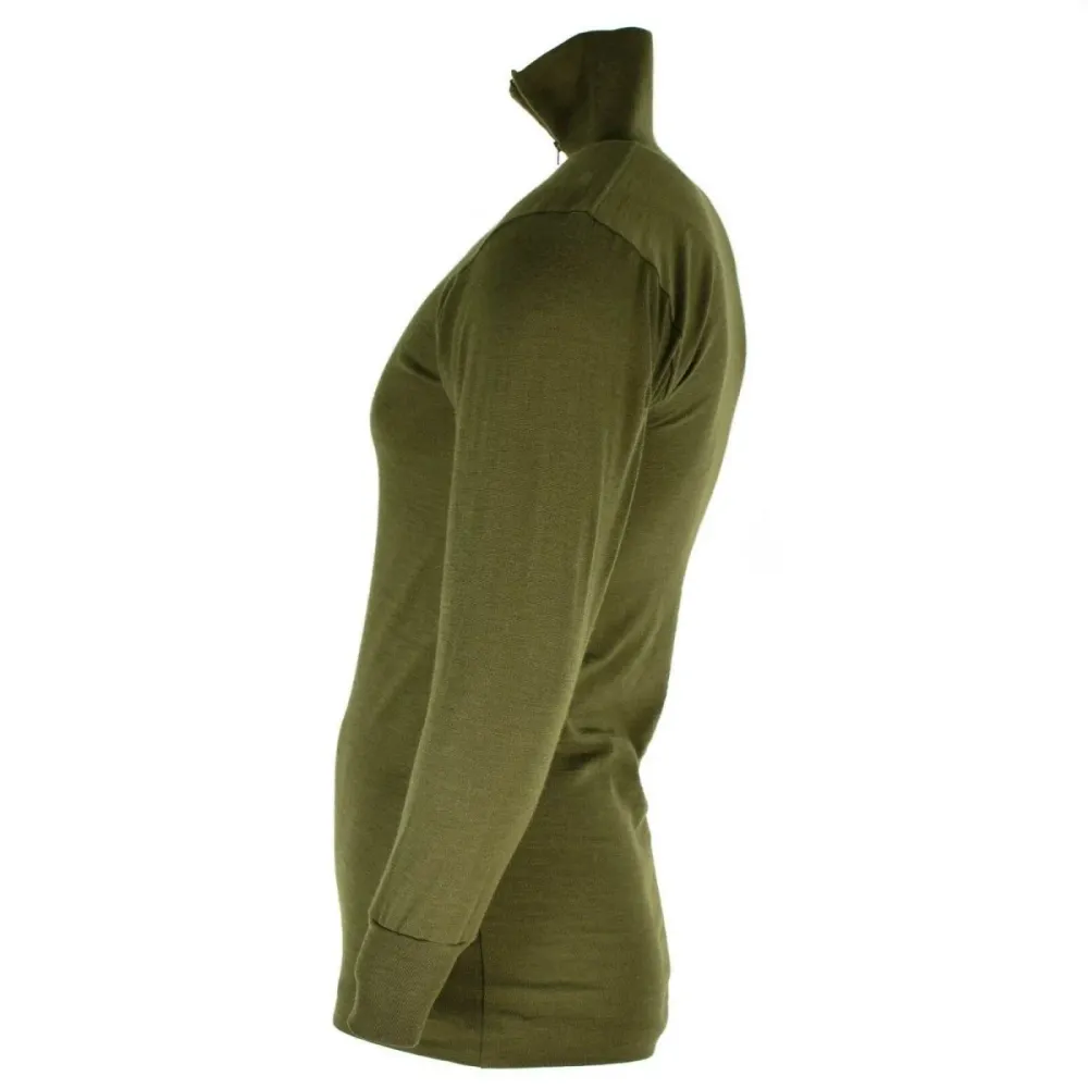 Chemise en tricot originale de l'armée italienne avec fermeture éclair, sous-vêtement thermique F1 vert OD NEUF