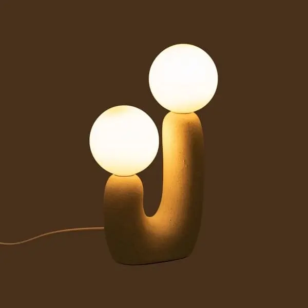Lampe de Bureau Contemporaine en Céramique Blanche (2 ampoules) avec base antidérapante