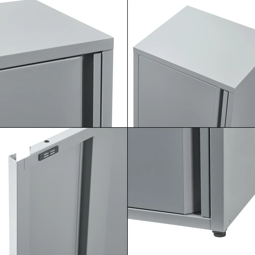 Armoire étagère meuble de rangement 88 x 40 x 35 cm métallique acier gris 03_0008904