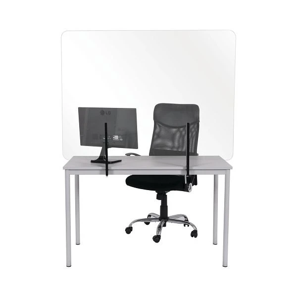 Cloison Bi-Office sans cadre panneau acrylique anti-éclaboussures avec clips métalliques à fixer à la table 120x90cm AC050...