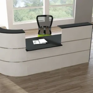 Kerkmann comptoir Cento 5 L 2800 x P 950 x H 1100 mm blanc/anthracite 21385410 se procurer à bas prix