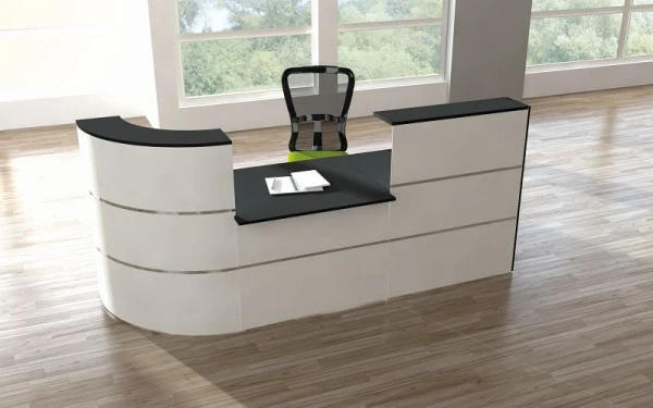 Kerkmann comptoir Cento 5 L 2800 x P 950 x H 1100 mm blanc/anthracite 21385410 se procurer à bas prix