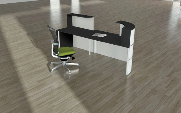 Kerkmann comptoir Cento 5 L 2800 x P 950 x H 1100 mm blanc/anthracite 21385410 se procurer à bas prix