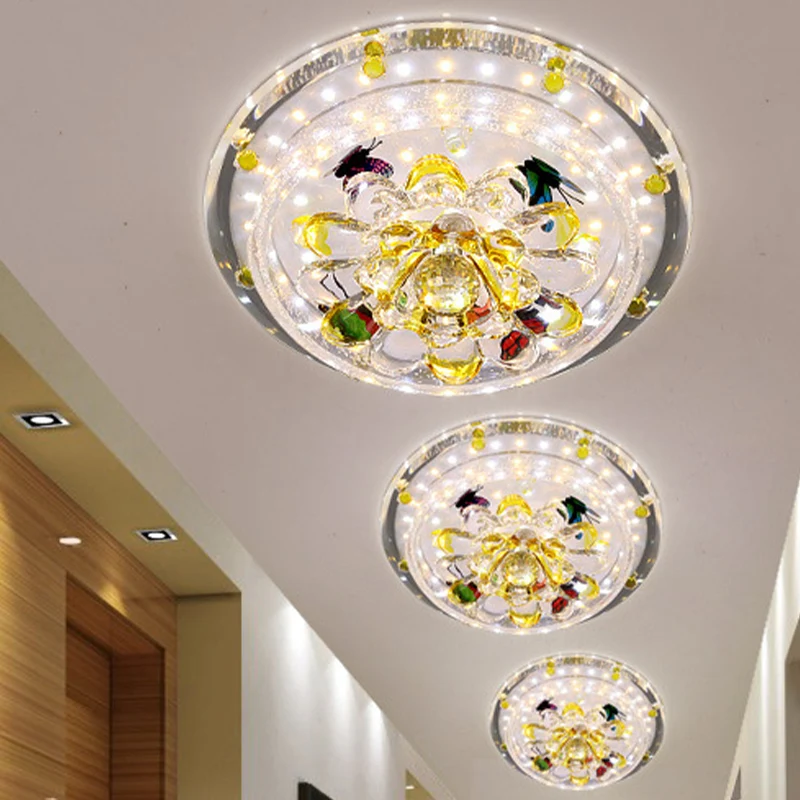 Seedy Crystal Yellow Flushmount Pétales Arrondis Novateur LED Plafonnier Encastré Luminaire en Lumière Chaude/Blanche