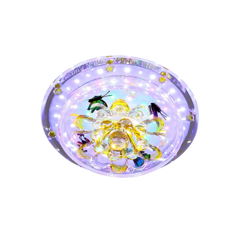 Seedy Crystal Yellow Flushmount Pétales Arrondis Novateur LED Plafonnier Encastré Luminaire en Lumière Chaude/Blanche