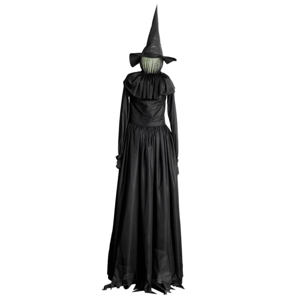 Sorcière sur piédestal lumineuse d’Halloween