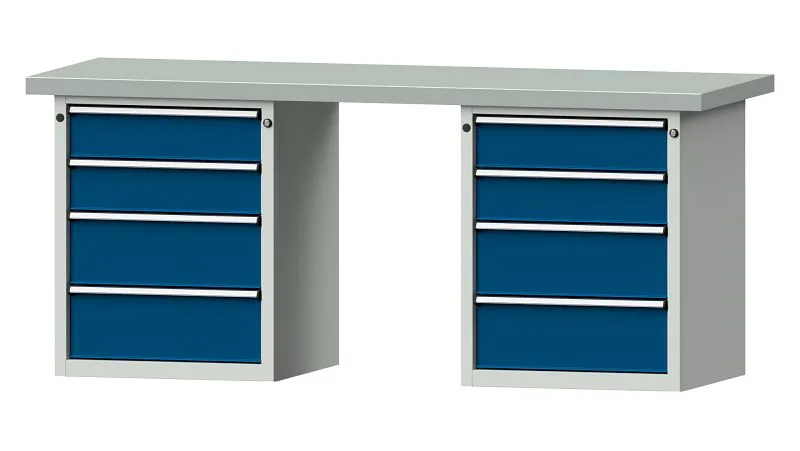 Établis ANKE Établi combiné exemple 840 V 2000 x 700 x 850 mm RAL 7035/5010 ZBP 50 mm 415.110 magasiner à bas prix