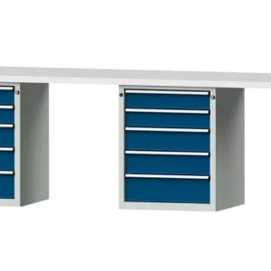 Établis ANKE Établi combiné exemple 915 V 2800 x 700 x 840 mm RAL 7035/5010 KSP 40 mm 415.132 prendre à bas prix