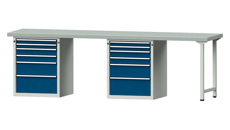 Établis ANKE Établi combiné exemple 916 V 2800 x 700 x 850 mm RAL 7035/5010 ZBP 50 mm 415.158 commander à bas prix