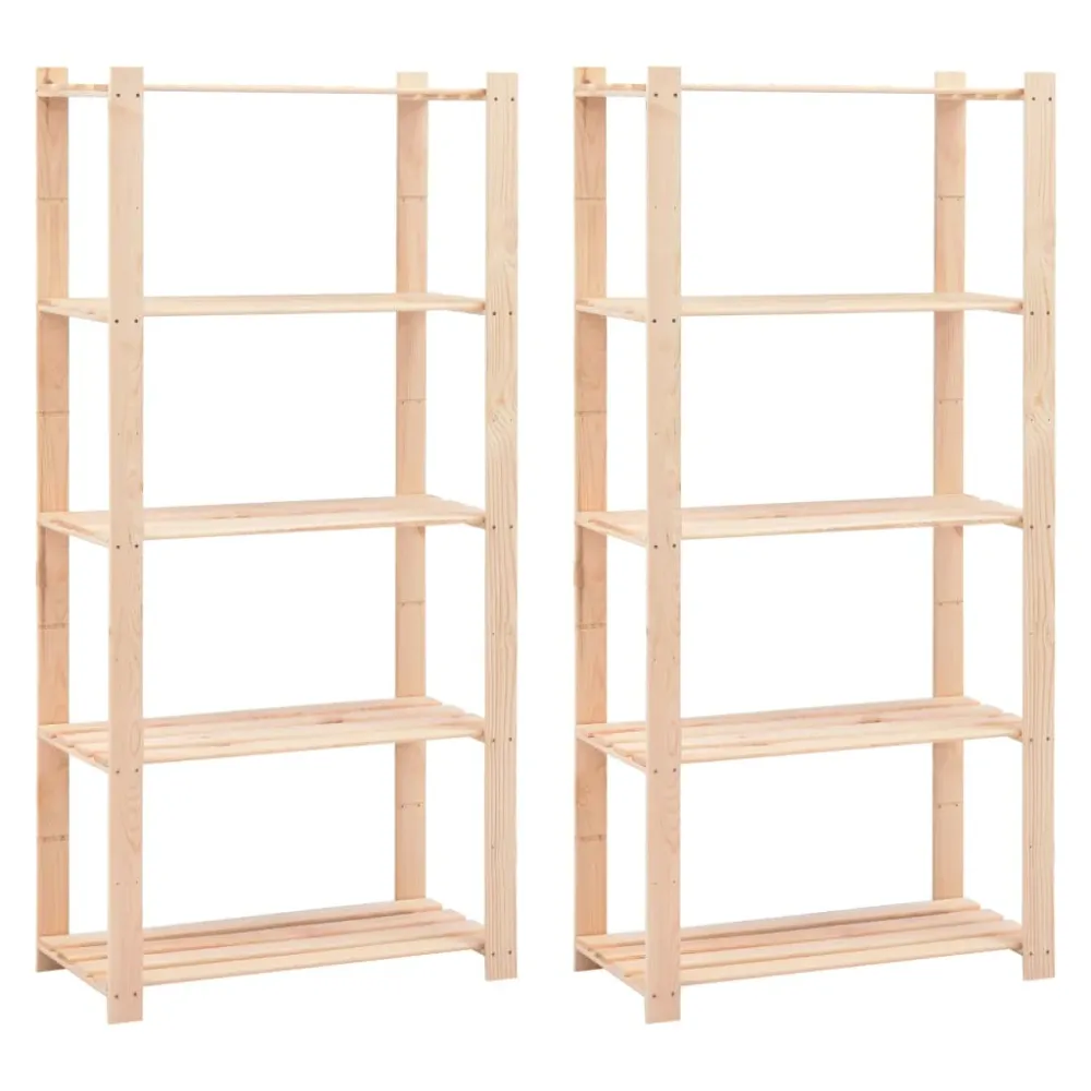 Étagères meubles de rangement à 5 niveaux lot de 2 80 x 38 x 170 cm 250 kg écru 02_0045735