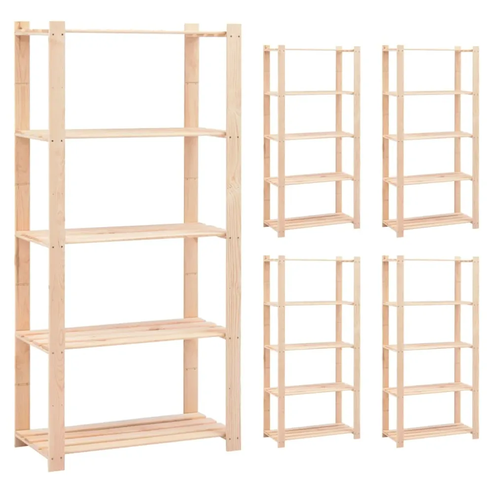 Étagères meubles de rangement à 5 niveaux 5 pièces 80 x 38 x 170 cm Pin 250 kg crème 02_0045732