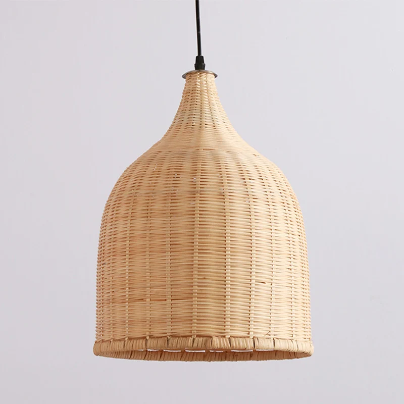 11"/14"/18" W 1 lampe à suspension de salon plafonnier suspendu beige tendance avec abat-jour en bambou panier