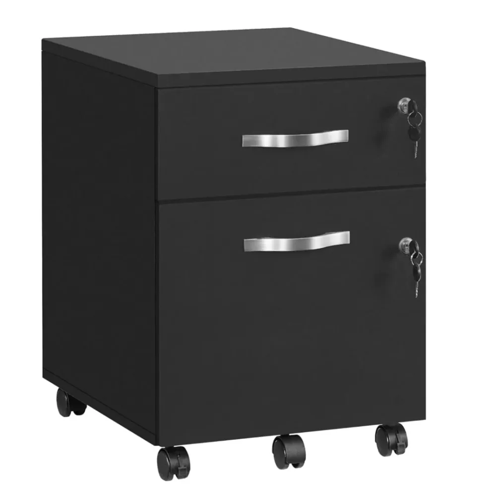 Caisson de bureau caisson de rangement classeur armoires basses 2 tiroirs pour dossiers suspendus noir 12_0004813 pour Bur...