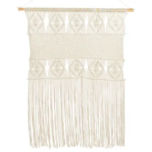 Décoration murale suspendue en coton macramé écru LAHRI