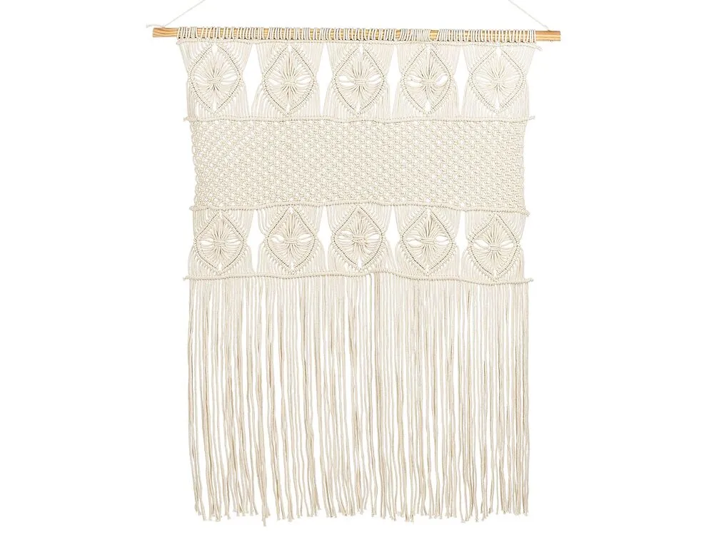 Décoration murale suspendue en coton macramé écru LAHRI