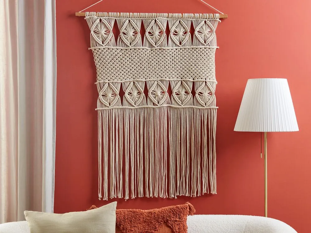 Décoration murale suspendue en coton macramé écru LAHRI