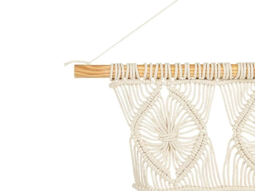 Décoration murale suspendue en coton macramé écru LAHRI