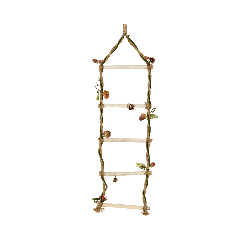 Echelle en bois de bouleau décorée à suspendre H.125cm