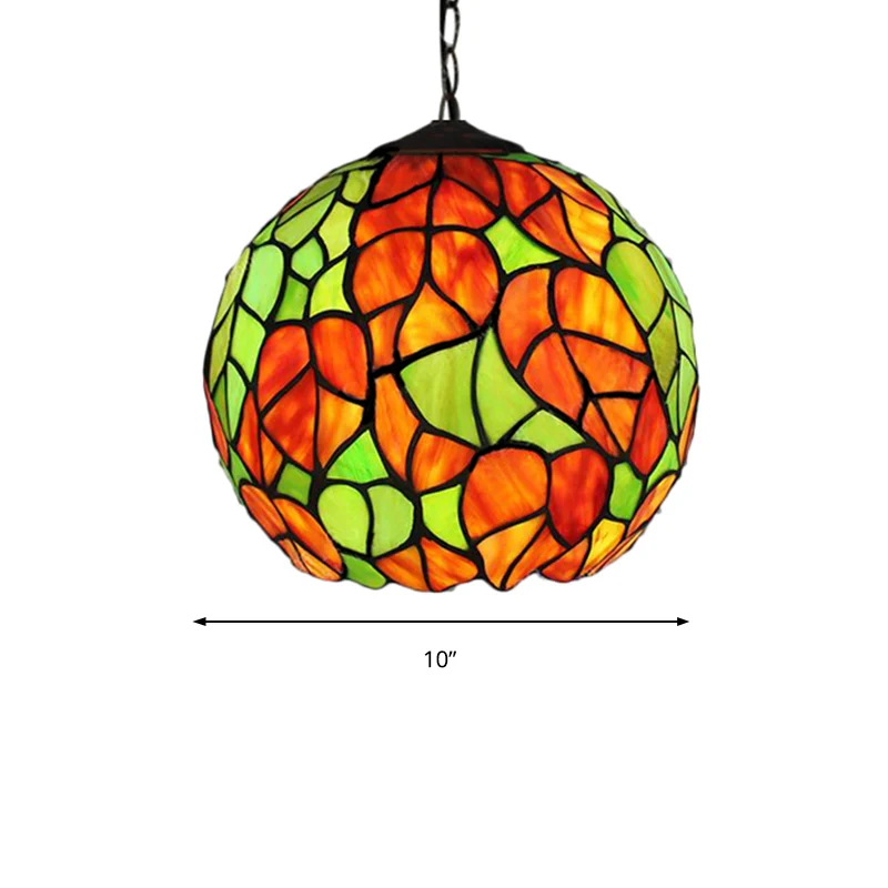 Global Suspension Style Tiffany Vitrail Bronzé Antique 1 Tête Plafonnier Suspendu, 10"/12" de Large