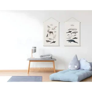 Kakemono enfant tableau en toile suspendue illustration animaux polaires L40 x H60 cm POLAR