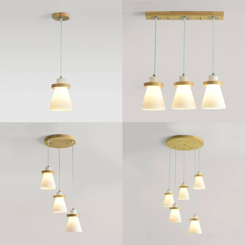 Lampe suspendue à abat-jour conique blanc avec auvent rond, éclairage suspendu en verre de lait de Style Élémentaire en bl...