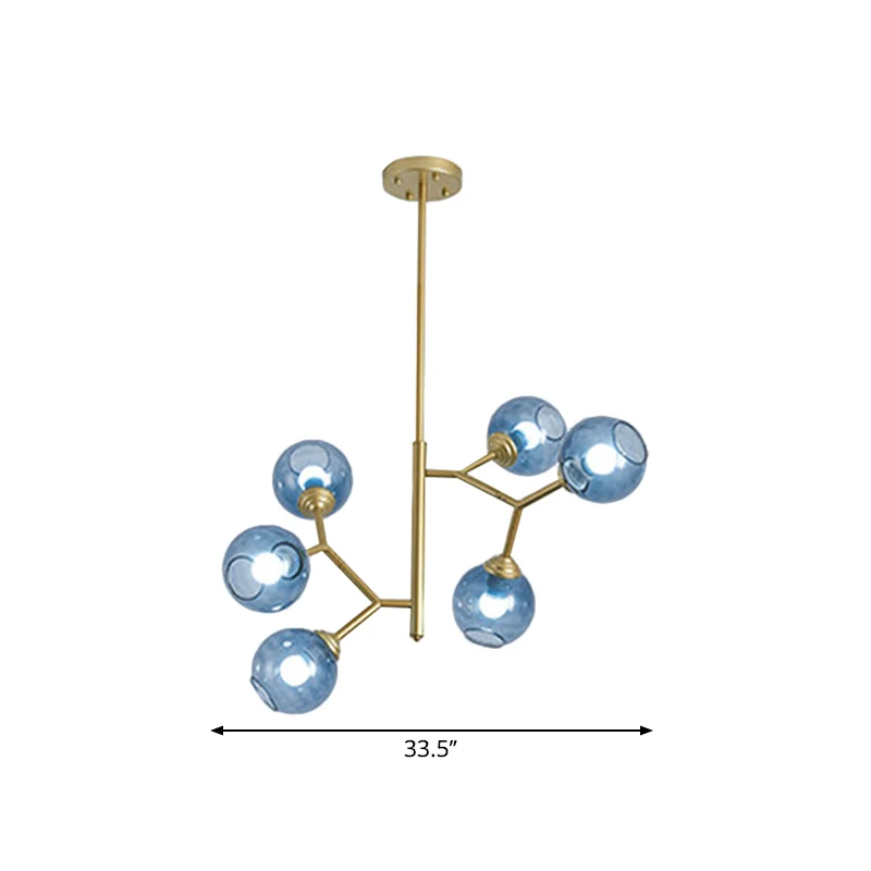 Lampe suspendue à bulles pour Restaurant, abat-jour en verre, lustre récent à 6 têtes, noir/or pour Espace réduit