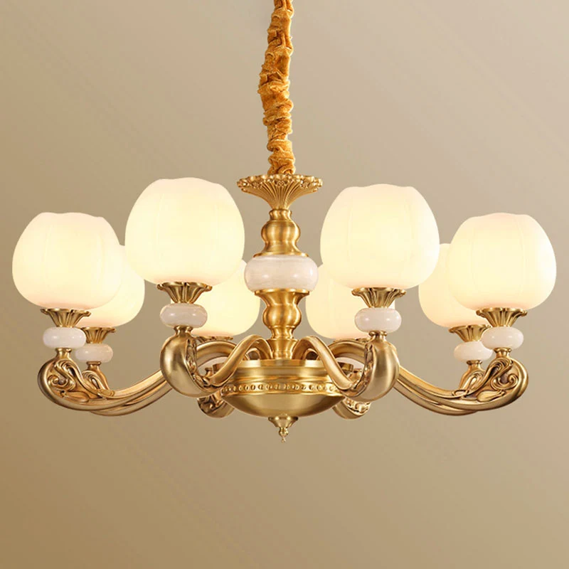 Lustre suspendu en verre opale, éclairage à Suspension en laiton de Style novateur avec bras incurvé pour Bureau à domicile
