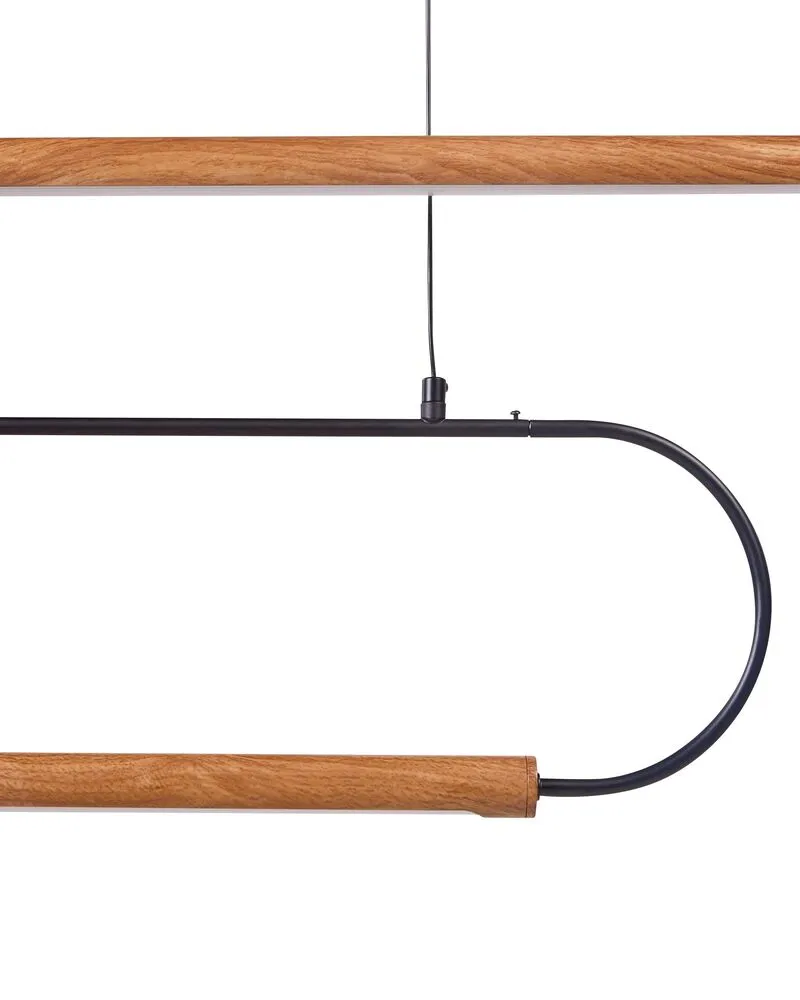 Professionnel Haute Qualité Lampe suspendue à 2 lumières LED en métal noir et bois évident LOGONE