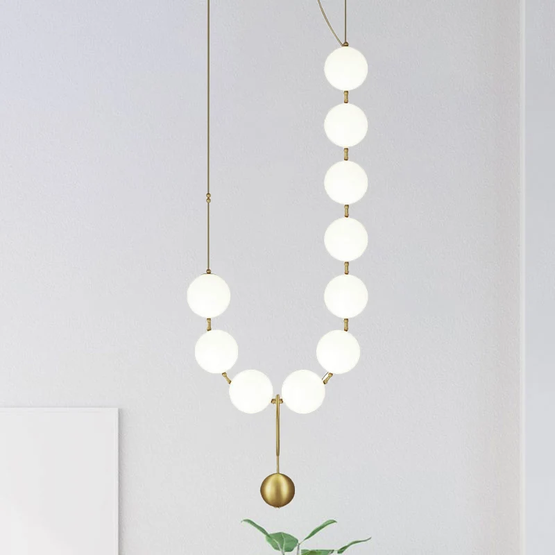 Professionnel Haute Qualité Lustre de table à manger en forme de collier en verre de lait 10 lumières suspension aisé en or