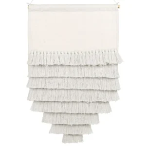 Range-câbles adhésif Décoration murale suspendue avec pompons en coton blanc cassé THUL