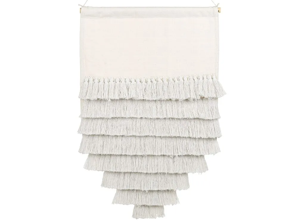 Range-câbles adhésif Décoration murale suspendue avec pompons en coton blanc cassé THUL