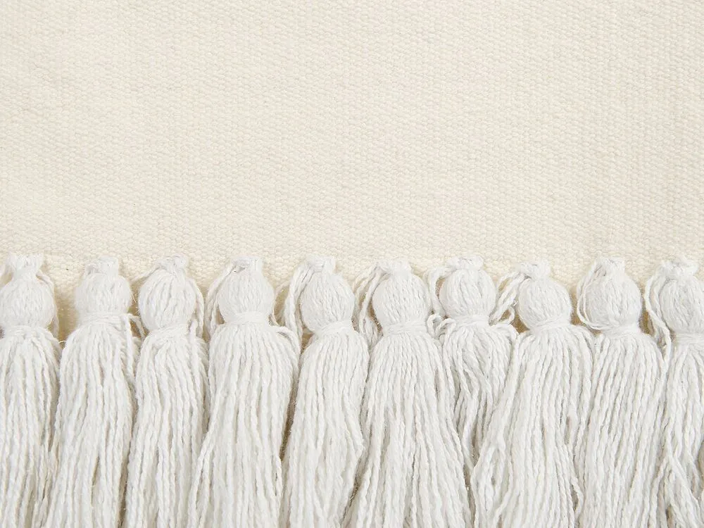 Range-câbles adhésif Décoration murale suspendue avec pompons en coton blanc cassé THUL