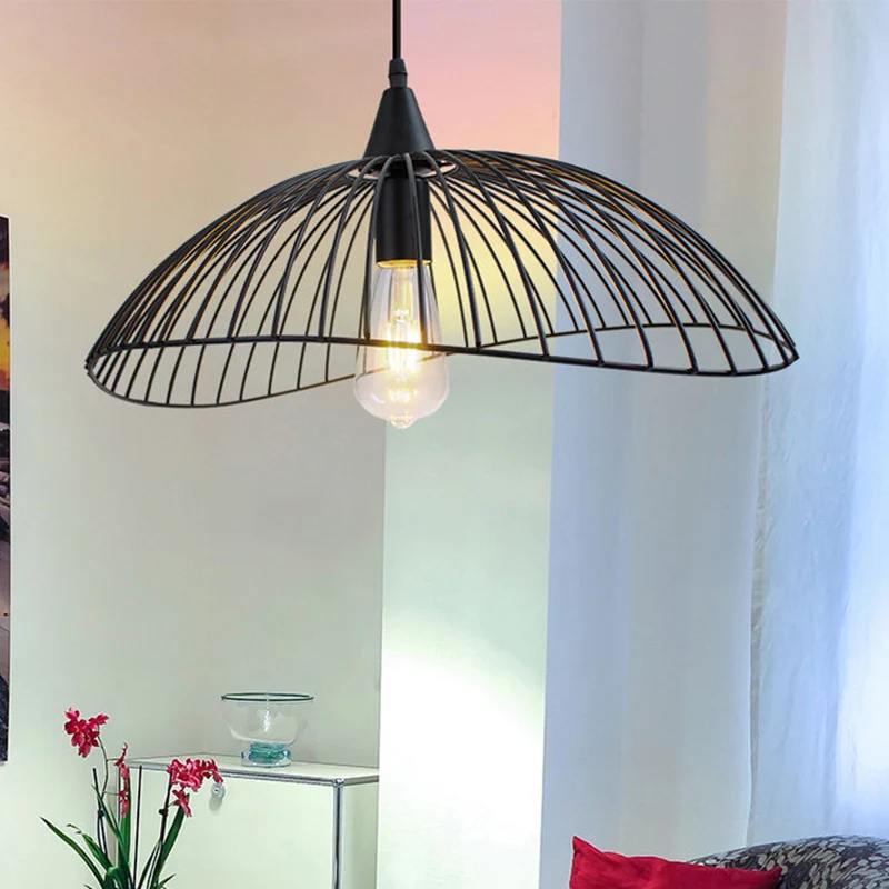 Range-câbles adhésif Plafonnier en cage de 8 "/ 19,5" de diamètre, style industriel, suspension de cuisine en métal à 1 tê...