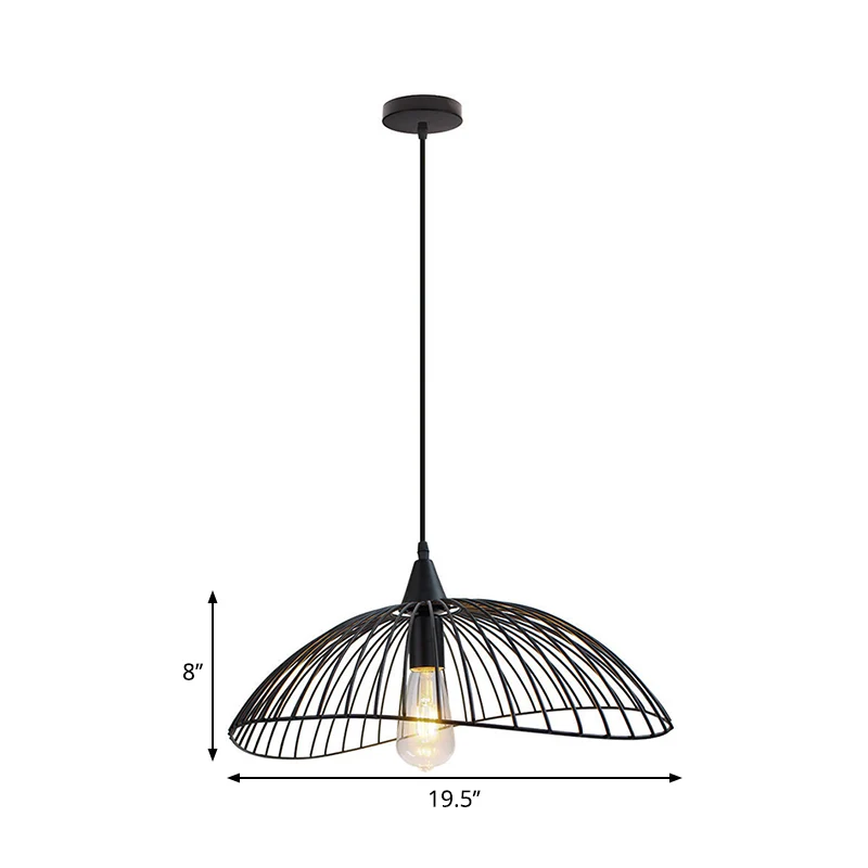 Range-câbles adhésif Plafonnier en cage de 8 "/ 19,5" de diamètre, style industriel, suspension de cuisine en métal à 1 tê...