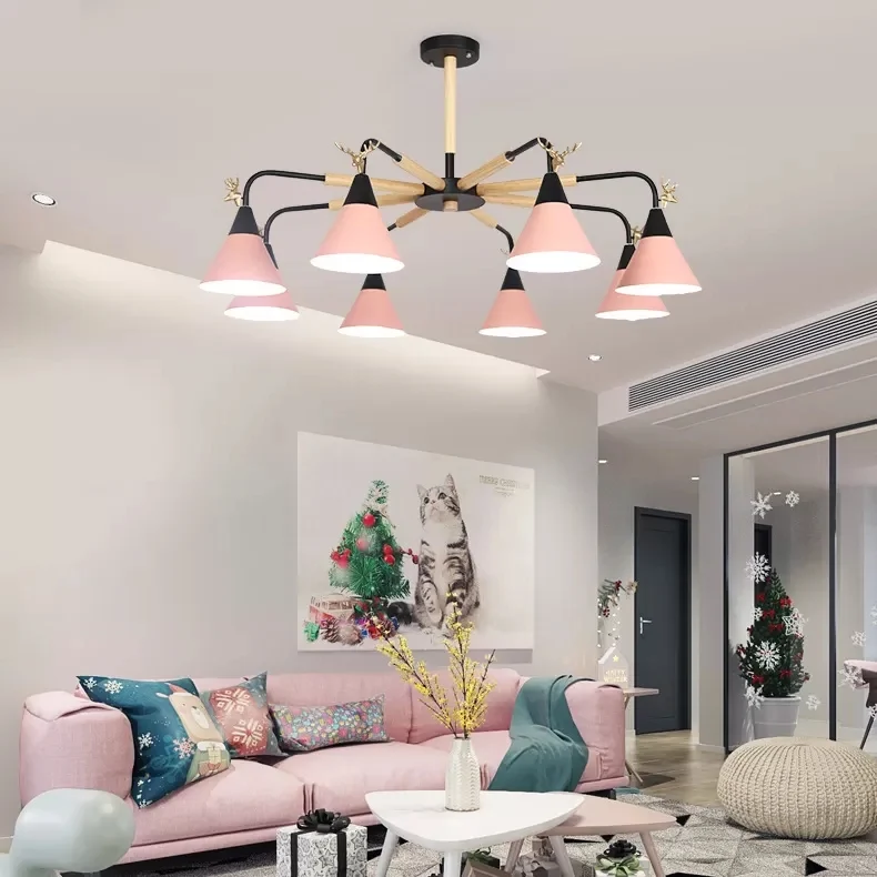 Suspension conique métallique avec lustre de style cerf macaron pour chambre d'enfant en Plastique ABS