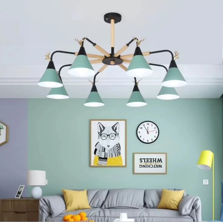 Suspension conique métallique avec lustre de style cerf macaron pour chambre d'enfant en Plastique ABS