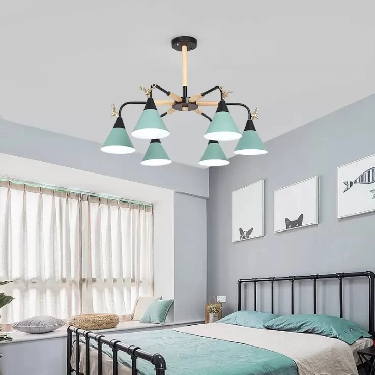 Suspension conique métallique avec lustre de style cerf macaron pour chambre d'enfant en Plastique ABS