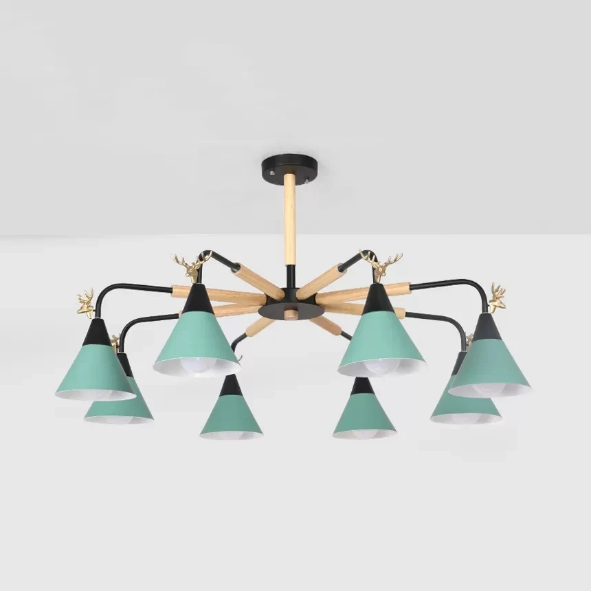 Suspension conique métallique avec lustre de style cerf macaron pour chambre d'enfant en Plastique ABS