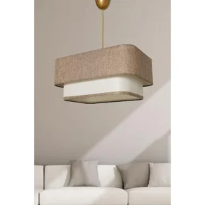 Suspension 2 cuboïdes Lateris 20x35cm Métal Or et Jute Écru et Blanc crème